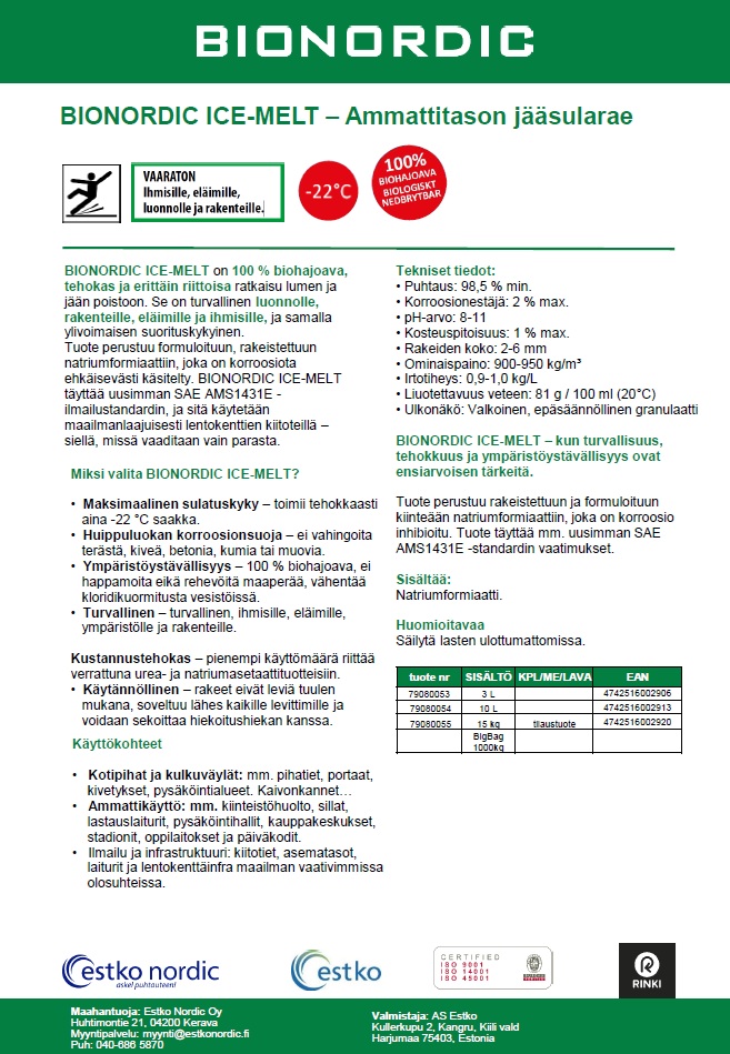 BIONORDIC Ice-melt jäänsulatusrae 10L