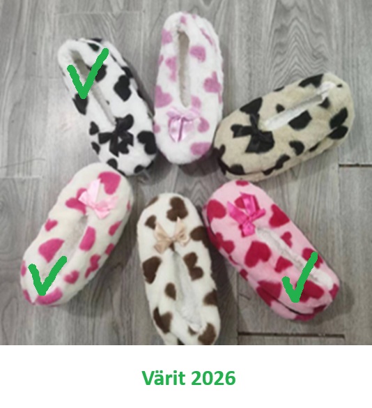Kotitossut sydänkuvio, one size 36-40