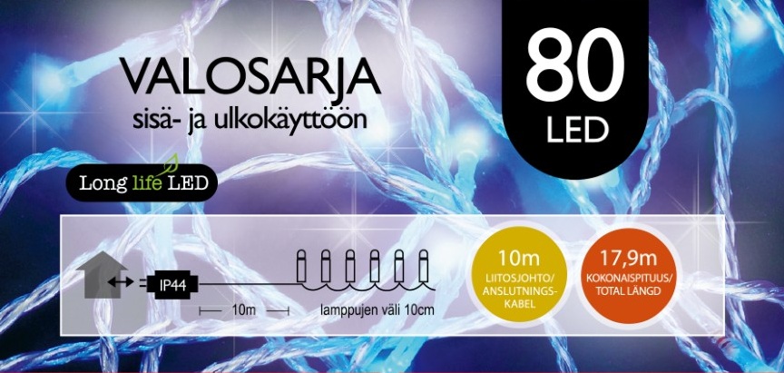 Jääkristalli Ulkovalosarja 80 Led, sininen