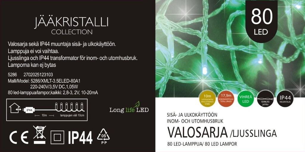 Jääkristalli Ulkovalosarja 40 Led, vihreä