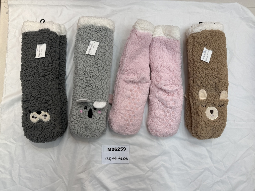 Pehmosukka eläinkuviolajitelma non-slip 37-41 ( 12x42cm ) 1par/pkt.
