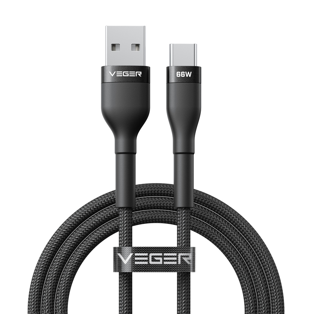 Veger Punottu Kaapeli USB A-C 66W 1,2M