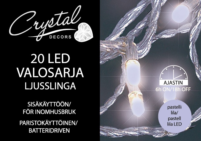 Pastelliväri -lajitelma, paristokäyttöinen Led sisävalosarja 20L Led
