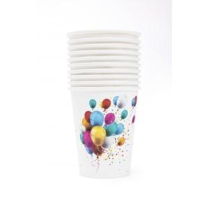 Party kartonkikupit 250ml, 10kpl, ilmapallot