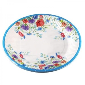 Party kartonkilautanen halk. 18cm, 10kpl, kukat