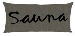 UUTUUS! Saunatyyny musta/pellava 20x45cm, sauna print