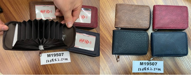 PERUTTU! Lompakko RFID -suojalla, 12x8x2.5 cm, RFID -vuorella, 4-värilajitelma.