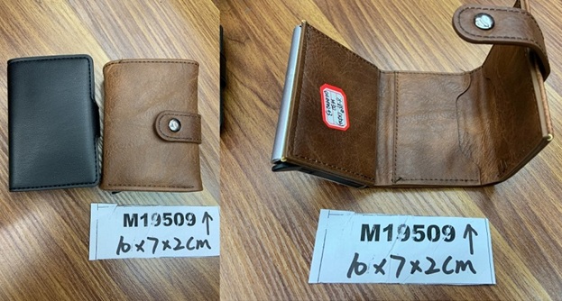 PERUTTU! Miesten lompakko 10x7x2 cm taitettuna, musta ja ruskea -lajitelma.