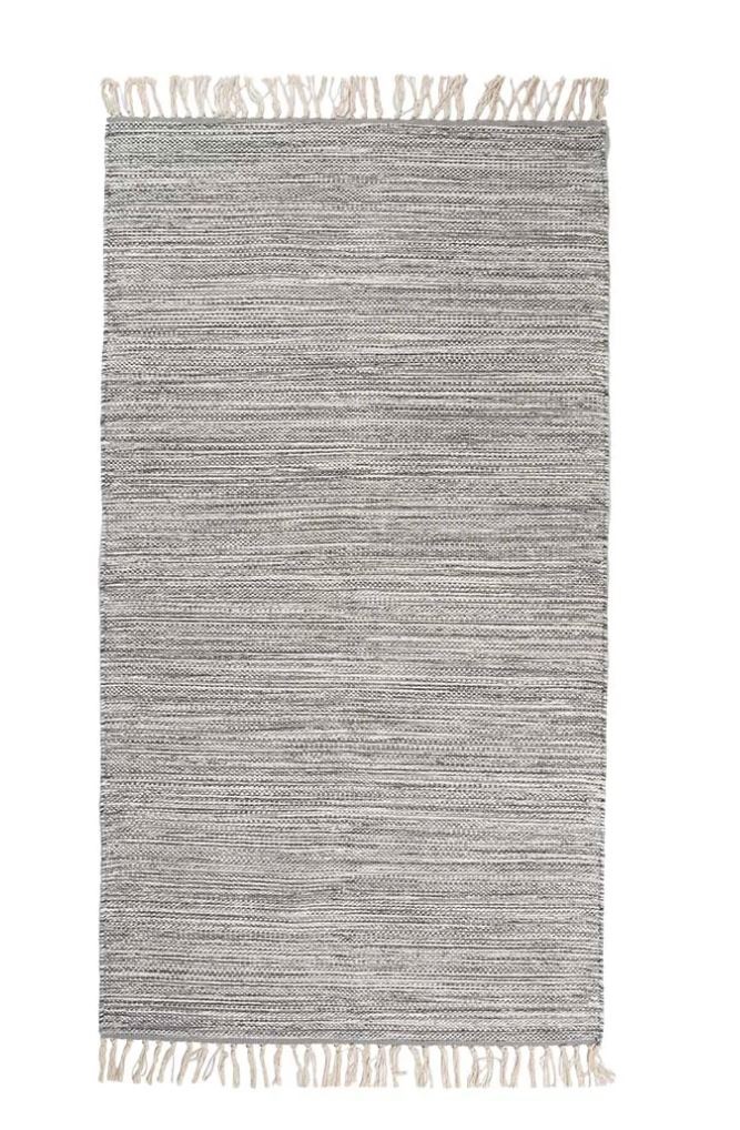 Puuvillamatto hapsuilla 80x250cm, harmaa