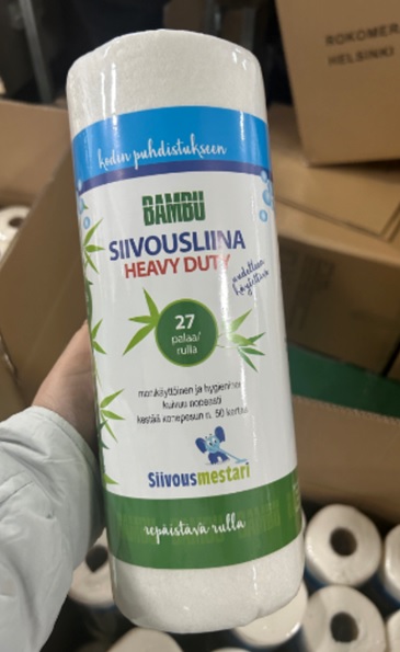Heavy bambu siivousliina rullassa 28x30cm/pala, 27palaa/rulla, valkoinen