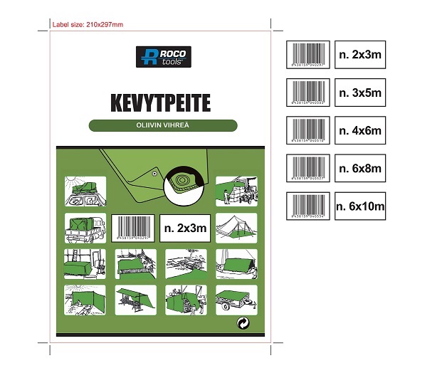 Kevytpeite 6x10m, 70g/m2, vihreä