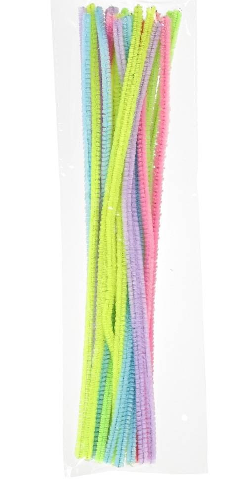Askartelupunos piipunrassi 6mm / 30 cm, 20 kpl/pussi värilajitelma per pussi, pastellivärit
