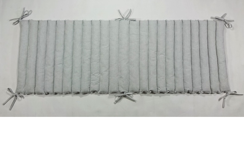 Topattu lepotuolin/penkin pehmuste 50x160x3,0cm, 6x kiinnitysnauhoilla, vaalean harmaa 