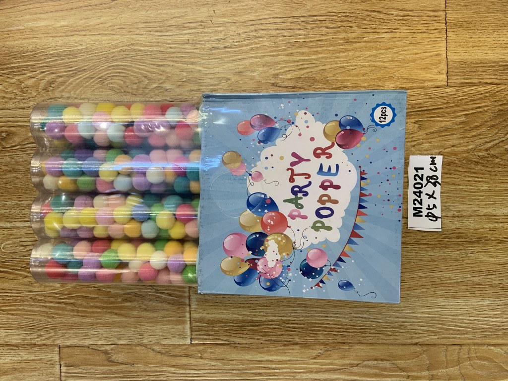 Party Popper, halk. 5 cm, pituus 38 cm, materiaali: polyesteri, SP = 12 KPL = DISPLAY