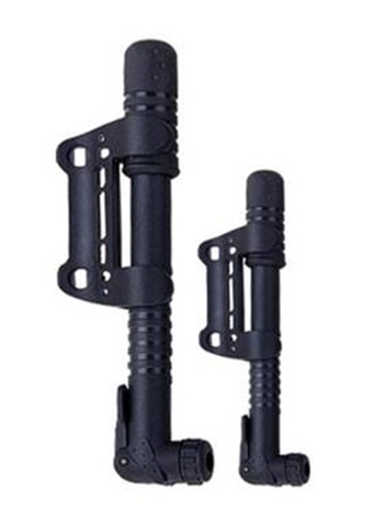 Pyöränpumppu mini + teline 2,2x23cm, musta,  käy helmi ja maastopyöräventtiileille
