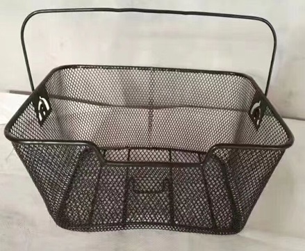 Polkupyöräntakakori kantokahvalla 45x27x16,5cm, musta, teräsverkko 3,0/4,5mm