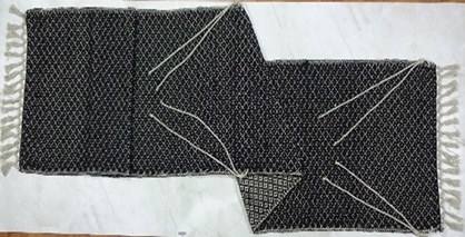 Keinutuolimatto kiinn.nauhoilla 40x190cm, musta/pellava