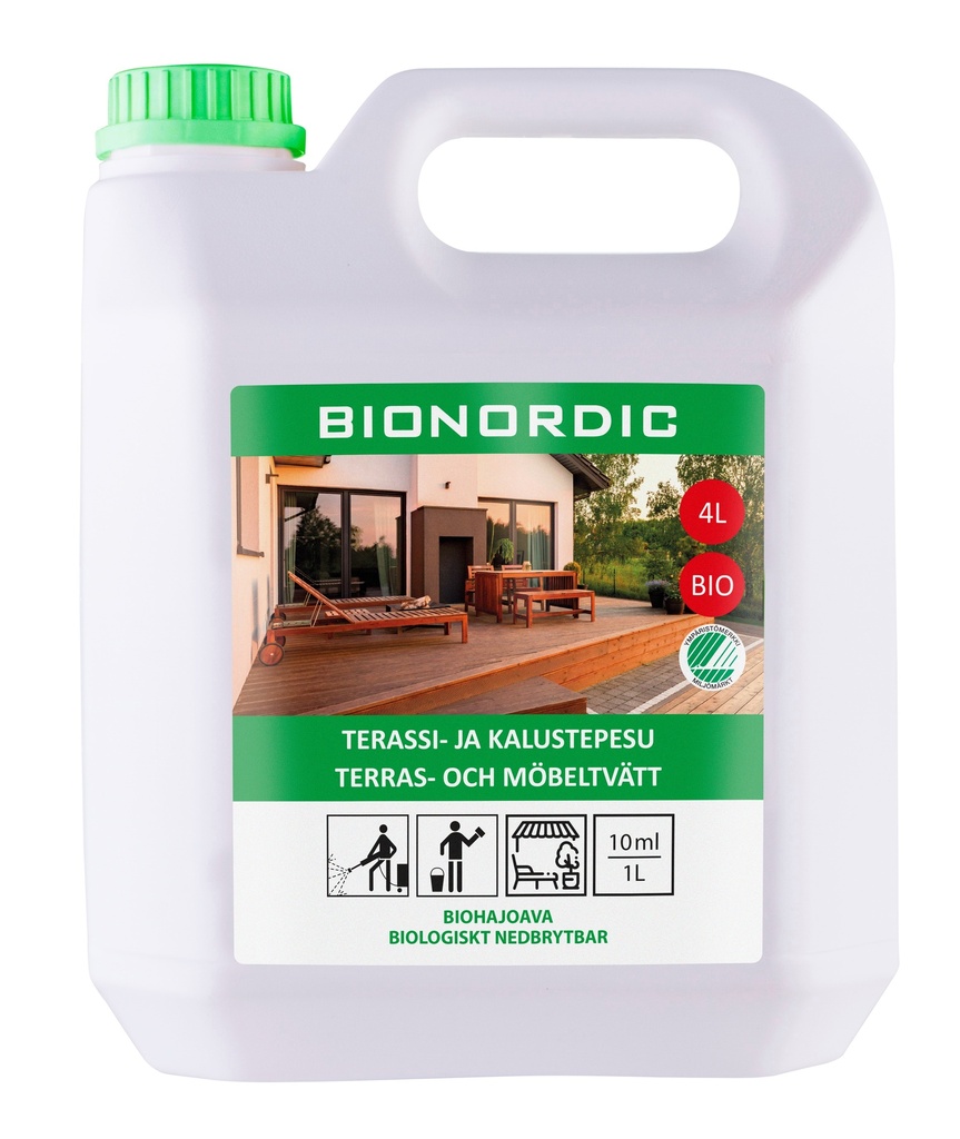 Ei saatavilla tällä hetkellä! BIONORDIC Terassi- ja kalustepesuaine 4L ME 3 kpl