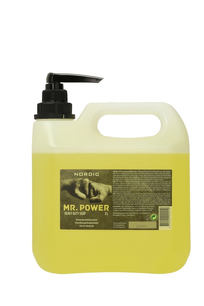 Ei saatavilla tällä hetkellä! NORDIC Mr. Power Tehokäsiputsi 3L ME 3 kpl