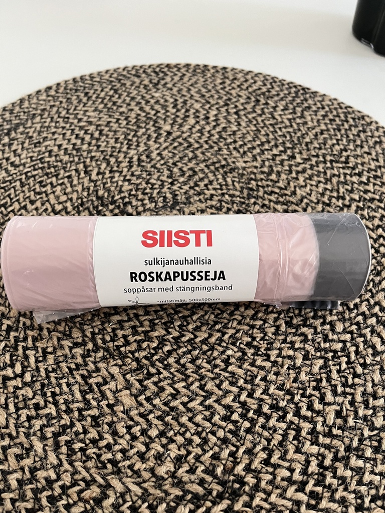 SIISTI Roskapussi sulkijanauhalla 25l, 20kpl/rll, vaalean punainen