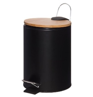 Polkuroskis 5L puisella bambu kannella, S/S teräs 410, MUSTA maalattu pinta