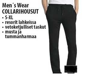 Miesten collegehousut musta, 2XL