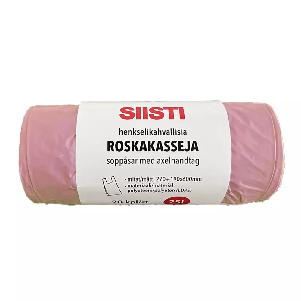 SIISTI Roskakassi 25l, 20kpl/rll, pinkki