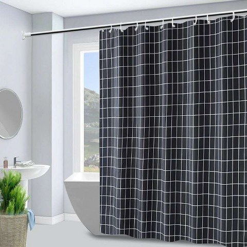Suihkuverho 180x200 cm, materiaali polyesteri, sis. 12 ripustuslenkkiä,  PVC -pakkaus koukulla