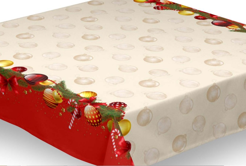 Polyesterikangas Joulupallot 140 cm x 25 m