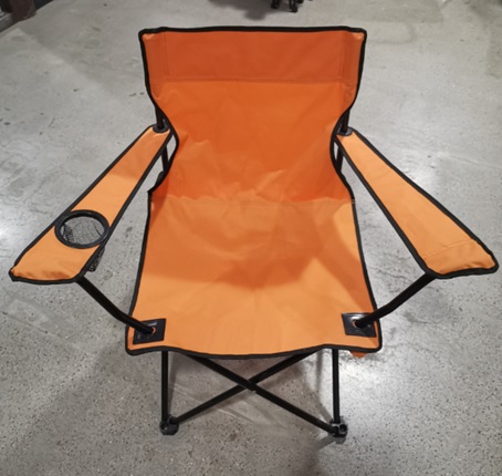 Taittuva retkituoli juomatelineellä oranssi, esim. metsästäjät, 84,5x52x40/81cm
