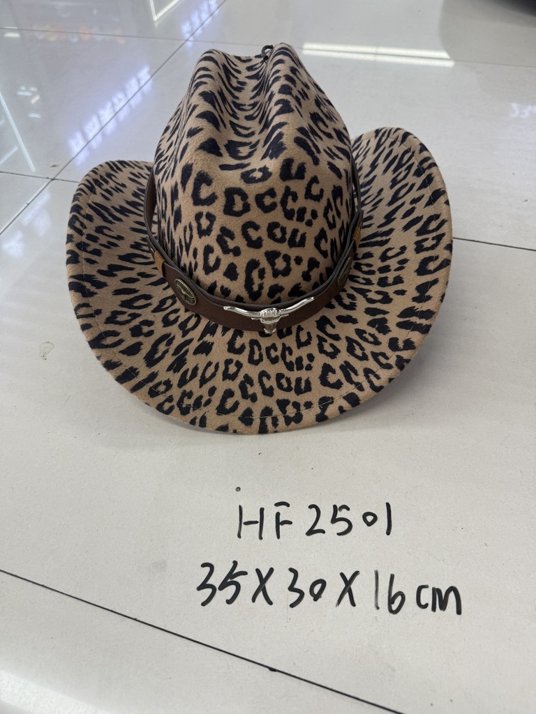 Lierihattu Cowboy leopardikuvio beige