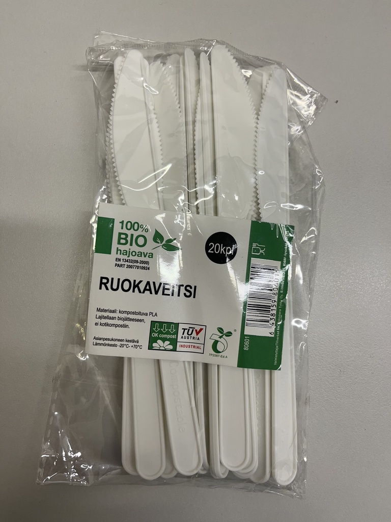 Bio maatuva ruokaveitsi 20kpl/pss. valkoinen
