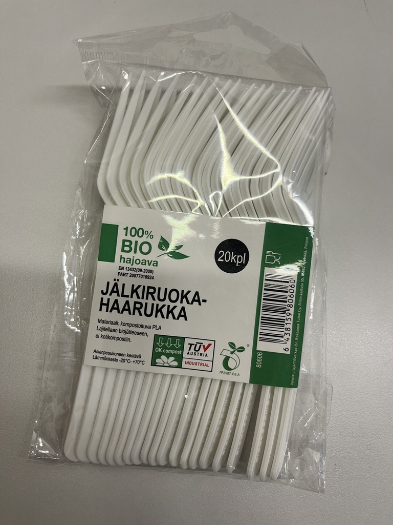 Bio maatuva jälkiruokahaarukka 20kpl/pss. valkoinen
