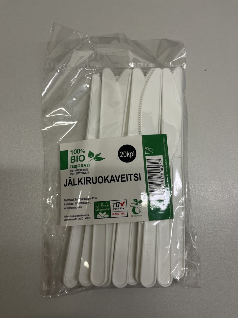Bio maatuva jälkiruokaveitsi 20kpl/pss. valkoinen
