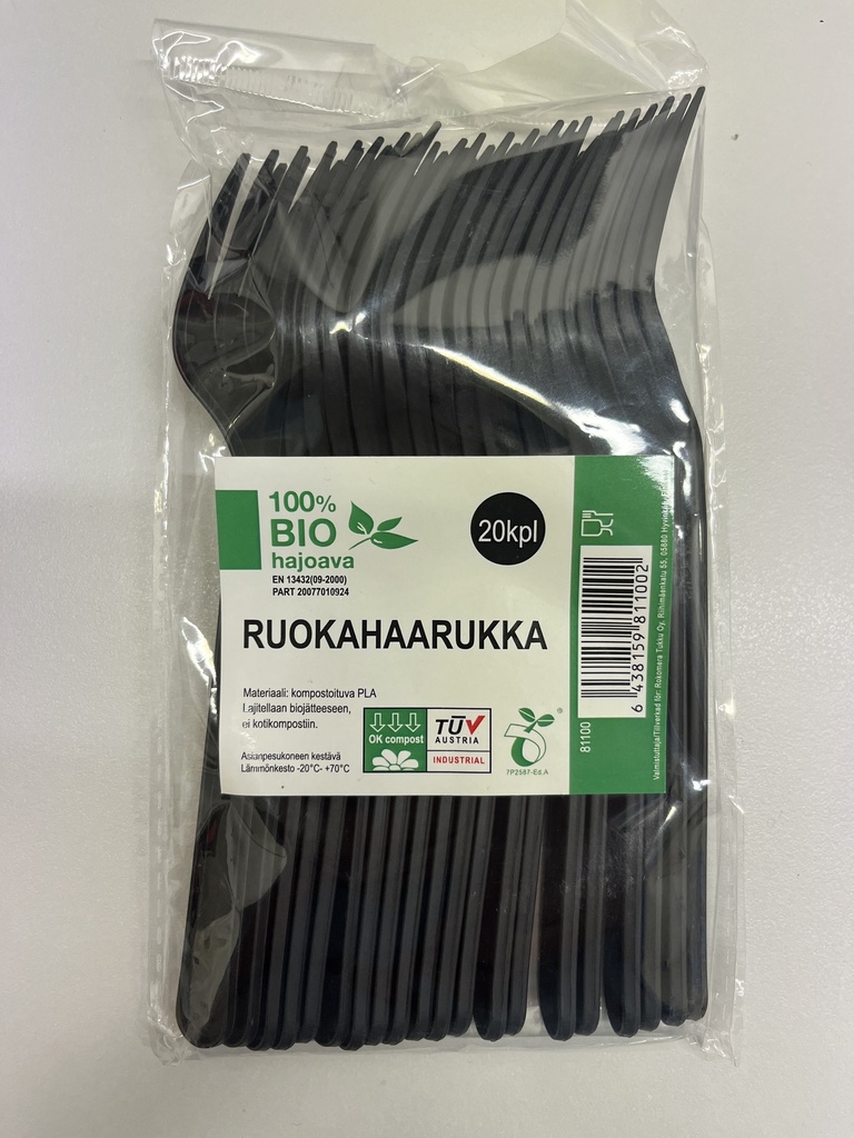 Bio maatuva ruokahaarukka 20kpl/pss. musta

