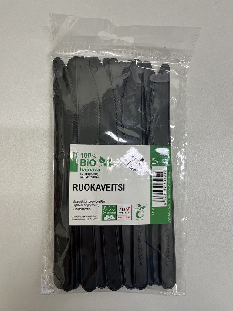 Bio maatuva ruokaveitsi 20kpl/pss. musta

