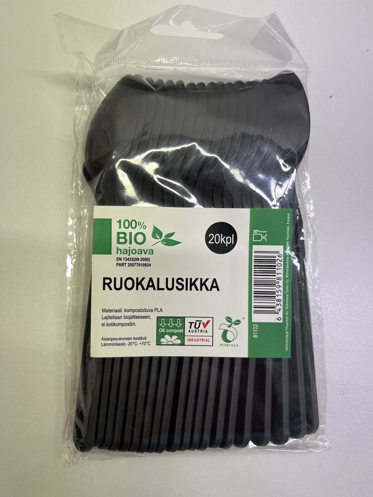 Bio maatuva ruokalusikka 20kpl/pss. musta
