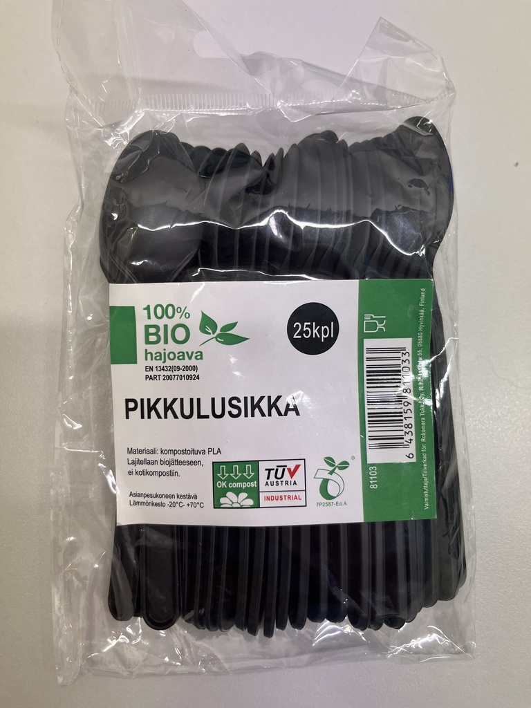 Bio maatuva kahvi/pikkulusikka 25kpl/pss. musta
