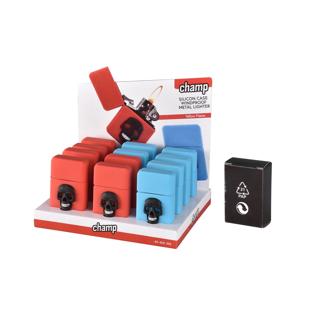 Sytytin CHAMP SKULL WP FLINT LIGHTER, SILIKOONI PINTA, WINDPROOF