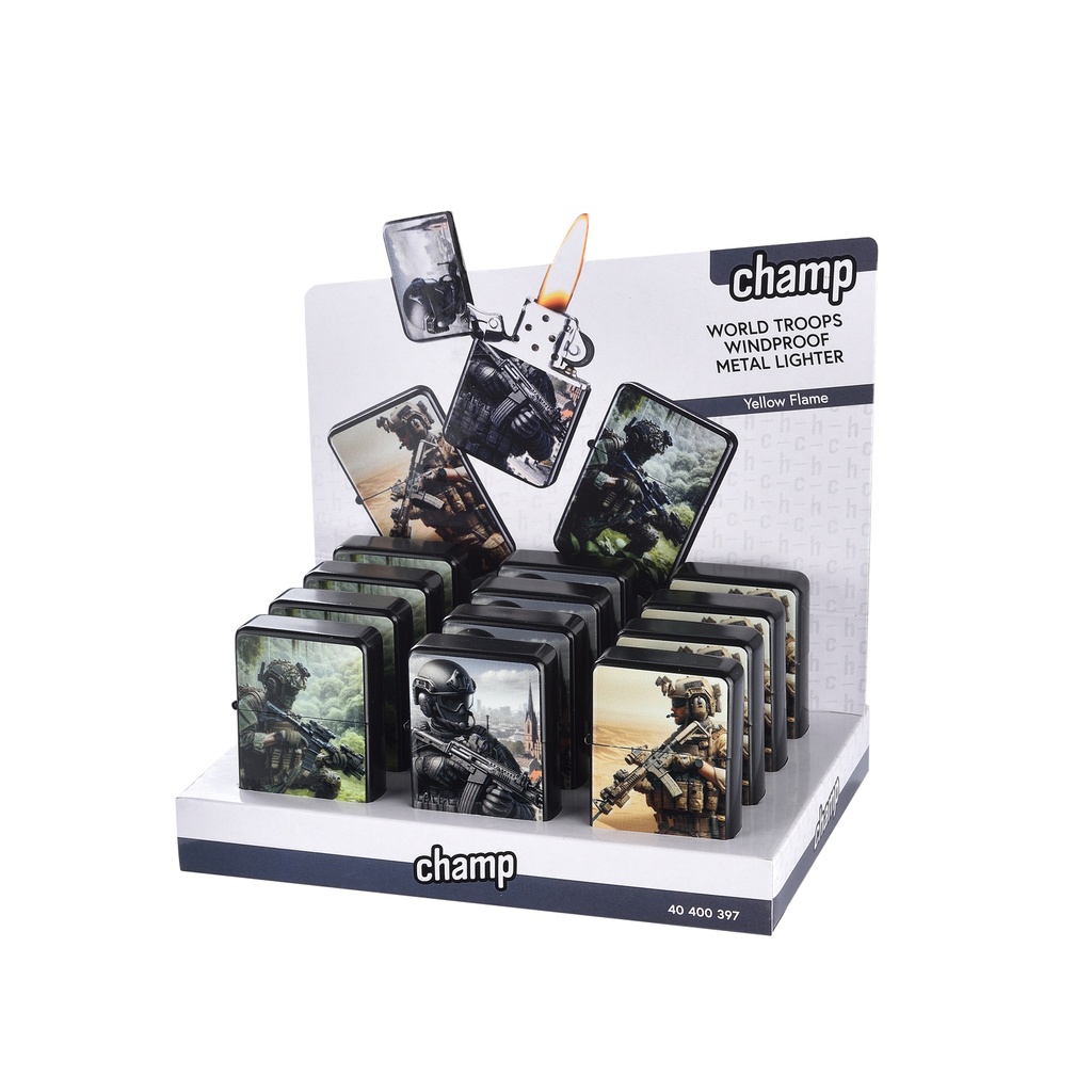 Sytytin CHAMP WORLD TROOPS WP FLINT LIGHTER, WINDPROOF