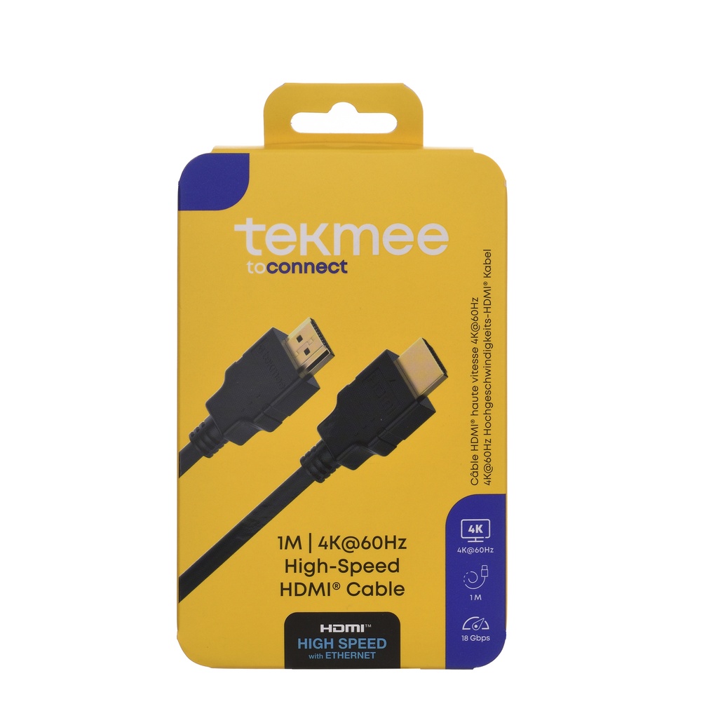 Tekmee high speed HDMI 4K kaapeli 1m, gold