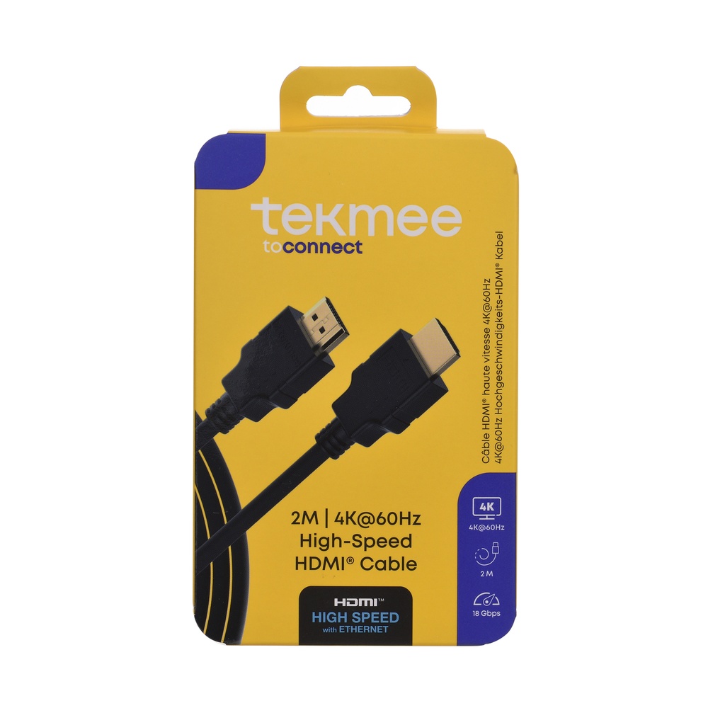 Tekmee high speed HDMI 4K kaapeli 2m, gold