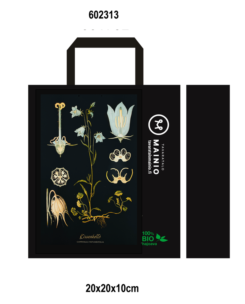MAINIO NON WOVEN Kauppakassi, 20x20cm +10cm avautuvat sivut ja pohja + kantokahvat 15cm