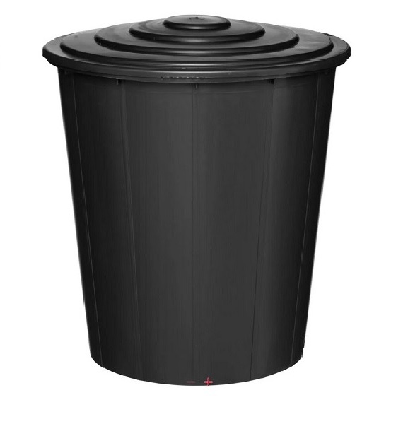 Vesisaavi 200L MUSTA Sis. kannen ja hanan