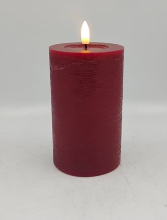 UUTUUS! Led liquid wax vahakynttilä, 3D eläväliekki 7,5x15cm, viininpunainen, sileä pinta