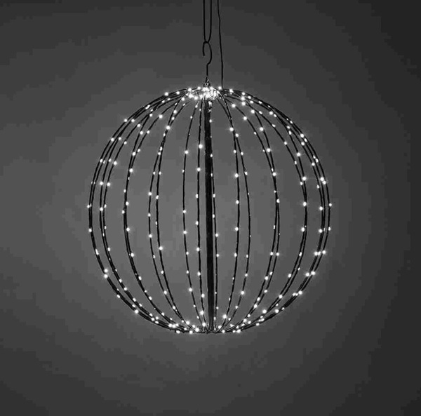 Led-valopallo 40cm 210 Led, lämmin valkoinen, musta runko (15 ME)