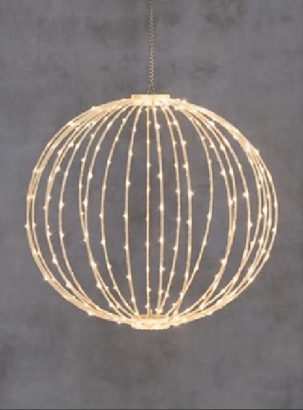 Led-valopallo 40cm 210 Led, lämmin valkoinen, valkoinen runko (23 ME)