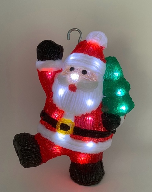 Joulupukki akryylikoriste 17,5 x12x24cm 20Led, paristokäyttöinen
