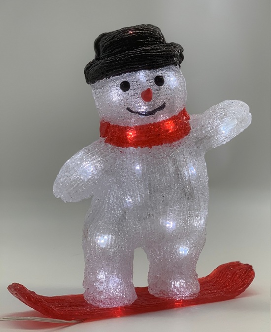Lumilautaileva lumiukko akryylikoriste 25x9x25cm 30Led