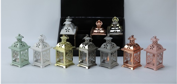 Tuikkukynttilälyhty 6,8x6,8x14cm, metallia